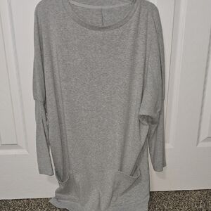 Gray Long Sleeve Top with Pockets